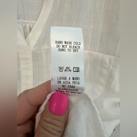 🆕 NWT 🤍 DOE & RAE White Gauze V-Neck Top | Short Sleeve | Women’s Small - Picture 10 of 10